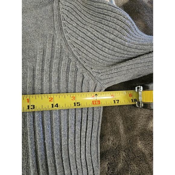 DKNY Jeans Women’s Small Baby Blue Ribbed Half Zip Sweater Logo Sleeve - Picture 6 of 7